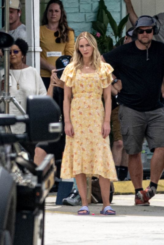 EMILY BLUNT on the Set of Pain Hustlers in Savannah 08/24/2022