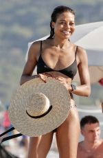 EMMA THYNN in Bikini at Club 55 in Saint Tropez 07/29/2022
