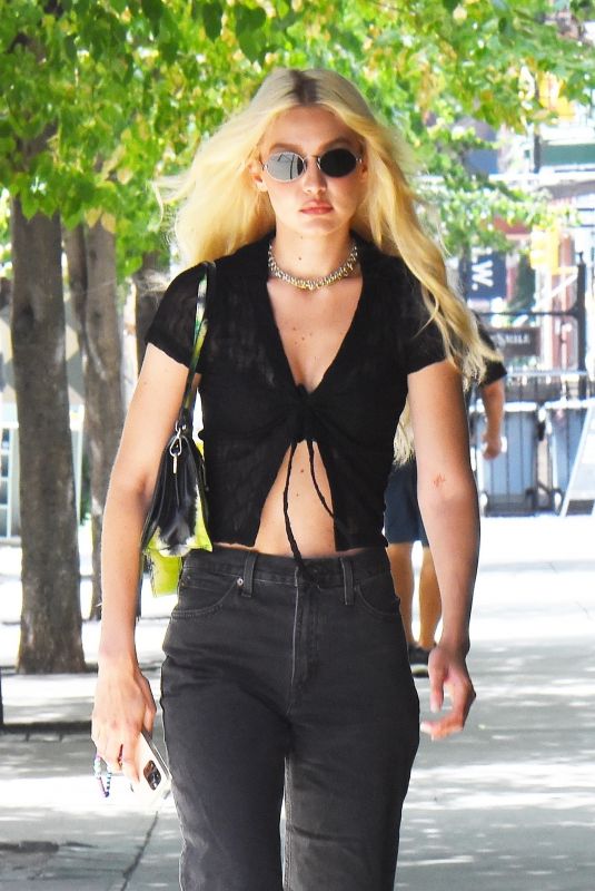 GIGI HADID in a Black Denim Out in New York 08/05/2022