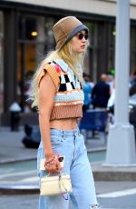 GIGI HADID in Ripped Denim Out in New York 08/03/2022