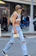 GIGI HADID in Ripped Denim Out in New York 08/03/2022