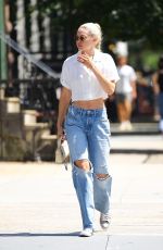 GIGI HADID in Ripped Denim Out in New York 08/11/2022