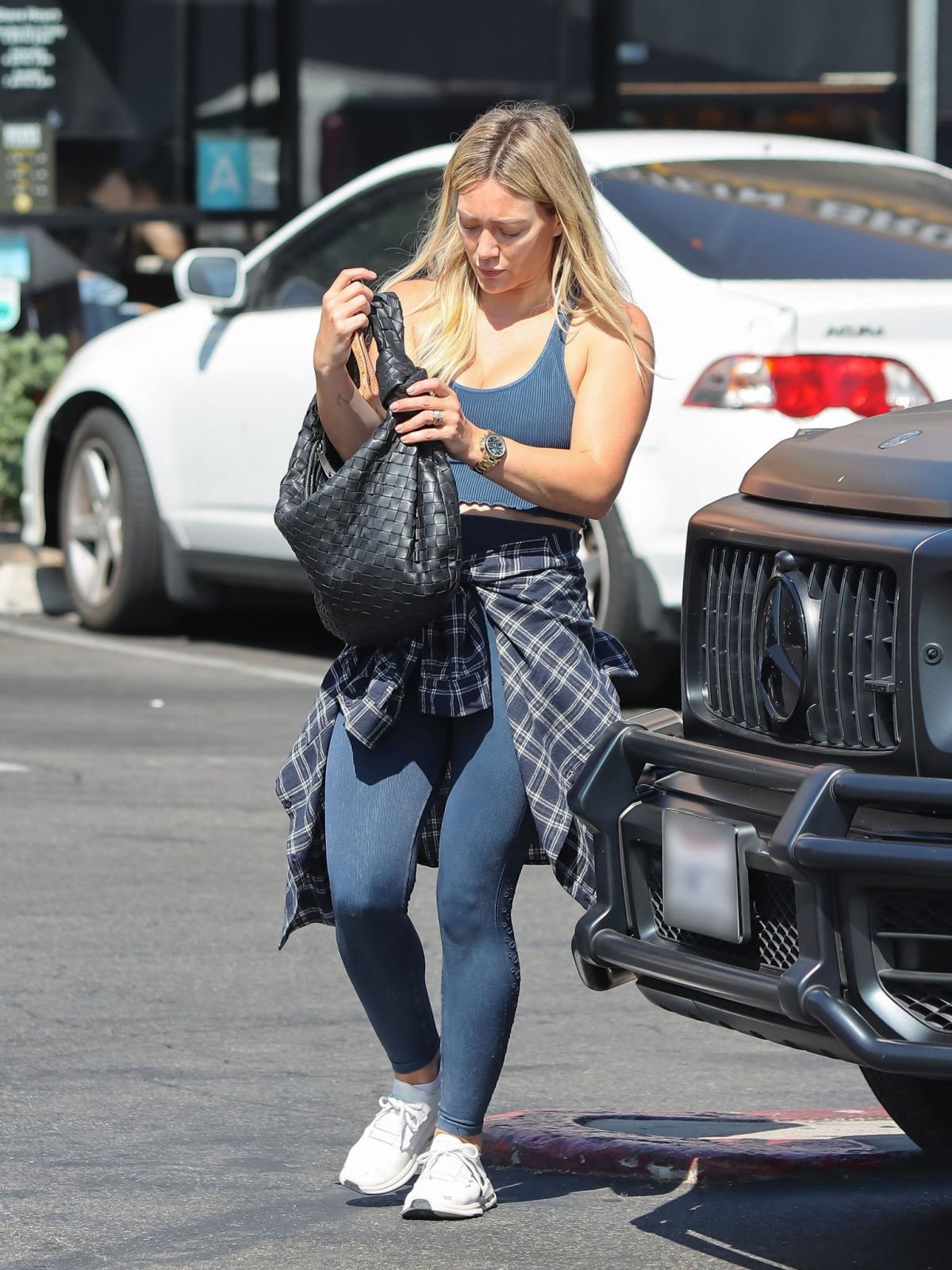HILARY DUFF Out for Coffee in Studio City 08/27/2022.