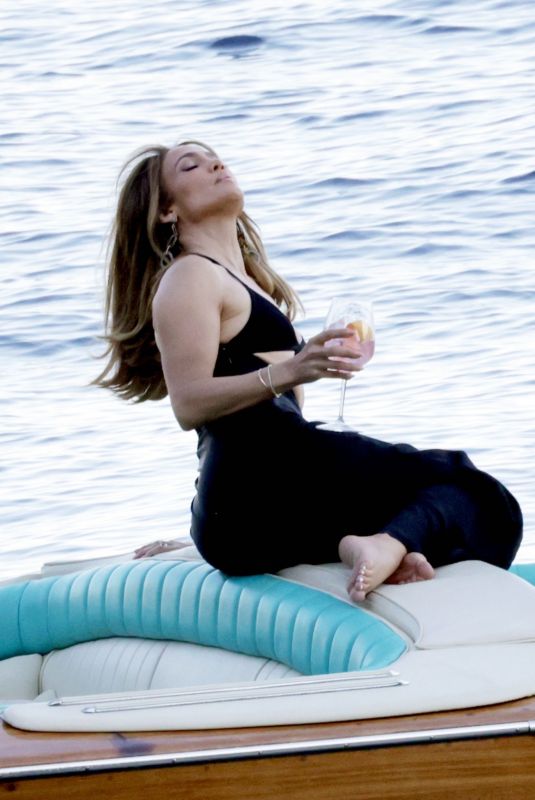 JENNIFER LOPEZ at a Photoshoot on the Boat in Capri 08/01/2022
