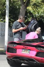 JORDYN JONES Out in Her Pink Lambo in West Hollywood 08/03/2022