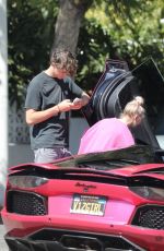 JORDYN JONES Out in Her Pink Lambo in West Hollywood 08/03/2022