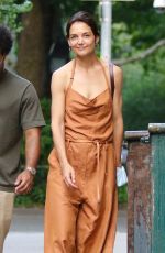 KATIE HOLMES and Bobby Wooten III Out at Washington Square Park in New York 08/06/2022