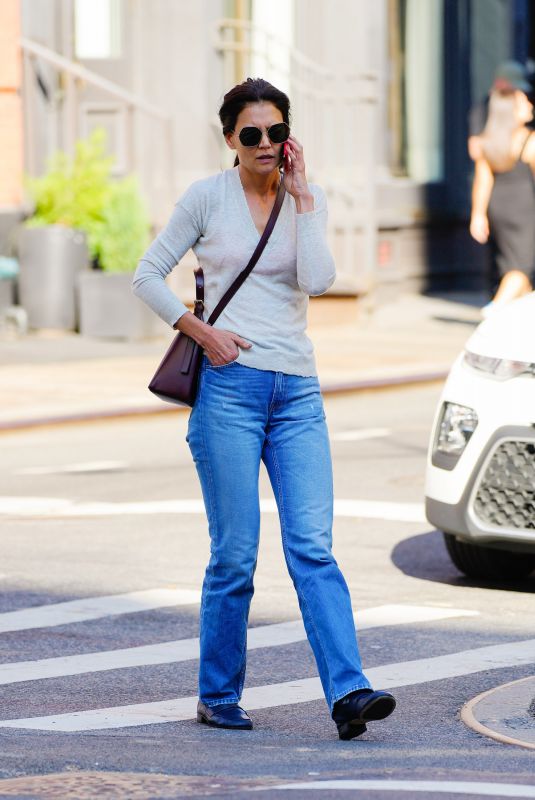 KATIE HOLMES in Denim Out in New York 08/14/2022