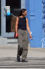 KATIE HOLMES Out Chatting on Her Phone in New York 08/30/2022
