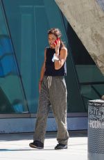 KATIE HOLMES Out Chatting on Her Phone in New York 08/30/2022