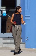 KATIE HOLMES Out Chatting on Her Phone in New York 08/30/2022