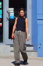 KATIE HOLMES Out Chatting on Her Phone in New York 08/30/2022