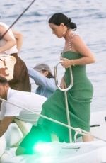 KATY PERRY in a Emerald Green Dress in Nerano 08/24/2022