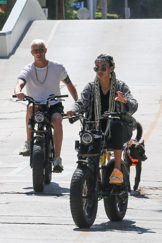 KELLY GALE and Joel Kinnaman Rides Their Super73 Bikes in Venice Beach 08/28/2022