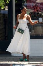 KELLY ROWLAND in a White Summer Dress Out in Los Angeles 08/20/2022