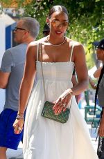 KELLY ROWLAND in a White Summer Dress Out in Los Angeles 08/20/2022