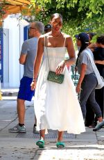 KELLY ROWLAND in a White Summer Dress Out in Los Angeles 08/20/2022