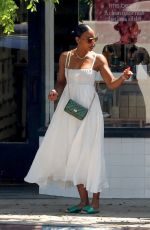 KELLY ROWLAND in a White Summer Dress Out in Los Angeles 08/20/2022
