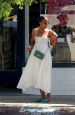 KELLY ROWLAND in a White Summer Dress Out in Los Angeles 08/20/2022