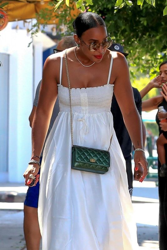 KELLY ROWLAND in a White Summer Dress Out in Los Angeles 08/20/2022