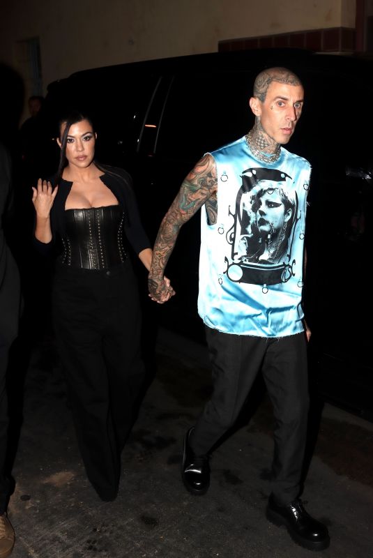 KOURTNEY KARDASHIAN and Travis Barker Arrives at Kylie