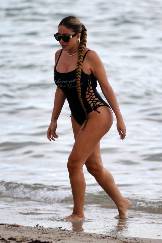 LARSA PIPPEN in Swimsuit at a Beach in Miami 08/13/2022