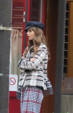 LILY COLLINS on the Set of Emily in Paris 08/24/2022