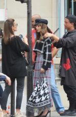 LILY COLLINS on the Set of Emily in Paris 08/24/2022