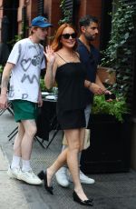 LINDSAY LOHAN Arrives at Her Hotel in New York 08/02/2022