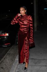 LORI HARVEY Arrives at The Fleur Room in West Hollywood 08/13/2022