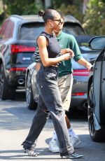 LORI HARVEY Out for Lunch at San Vicente Bungalows in West Hollywood 08/03/2022