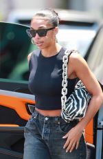 LORI HARVEY Out for Lunch at San Vicente Bungalows in West Hollywood 08/03/2022