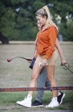 MEGAN BARTON HANSON Make Up Free Out with Her Mum and Dog at a Park in Essex 08/23/2022