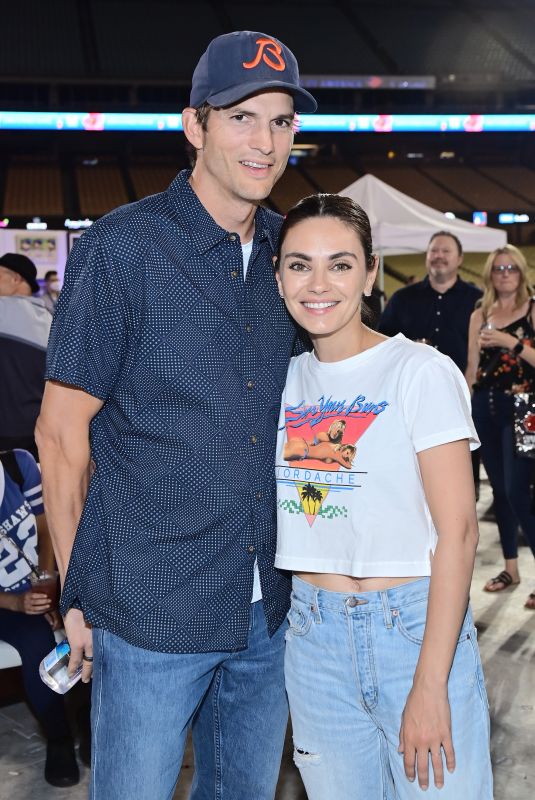 MILA KUNIS and Ashton Kutcher at Ping Pong 4 Purpose at Dodger Stadium in Los Angeles 08/08/2022