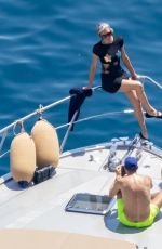 PARIS HILTON and Carter Reum at a Yacht in Positano 08/10/2022