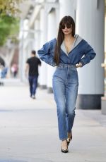 PIA MIA PEREZ in Double Denim at a Photoshoot in Westwood 08/16/2022