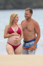 Pregnant HEIDI MONTAG in Bikini and Spencer Pratt at a Beach in Hawaii 08/22/2022