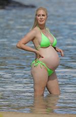 Pregnant HEIDI MONTAG in Bikini at a Beach in Hawaii 08/14/2022