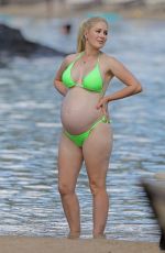 Pregnant HEIDI MONTAG in Bikini at a Beach in Hawaii 08/14/2022