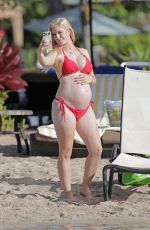 Pregnant HEIDI MONTAG in Bikini at a Beach in Hawaii 08/19/2022