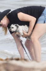 Pregnant HEIDI MONTAG Out with Her Dog at a Beach in Los Angeles 08/04/2022