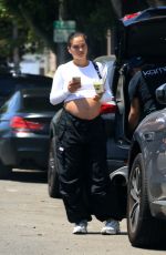 Pregnant SHANINA SHAIK Leave SEV Skin Care Clinic in West Hollywood 08/18/2022