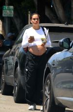 Pregnant SHANINA SHAIK Leave SEV Skin Care Clinic in West Hollywood 08/18/2022