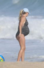 Pregnant TESSA HILTON in Swimsuit at a Beach in Malibu 08/10/2022