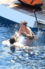 SELENA GOMEZ in Swimsuit at a Yacht in Positano 08/02/2022