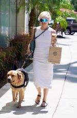 SELMA BLAIR Out for Iced Coffee with Her Service Dog in Los Angeles 08/05/2022