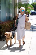 SELMA BLAIR Out for Iced Coffee with Her Service Dog in Los Angeles 08/05/2022