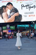 SOFIA CARSON Visits Billboard for Her Purple Hearts Movie at Times Square 08/08/2022