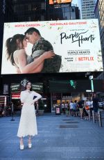 SOFIA CARSON Visits Billboard for Her Purple Hearts Movie at Times Square 08/08/2022