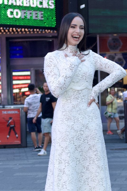 SOFIA CARSON Visits Billboard for Her Purple Hearts Movie at Times Square 08/08/2022